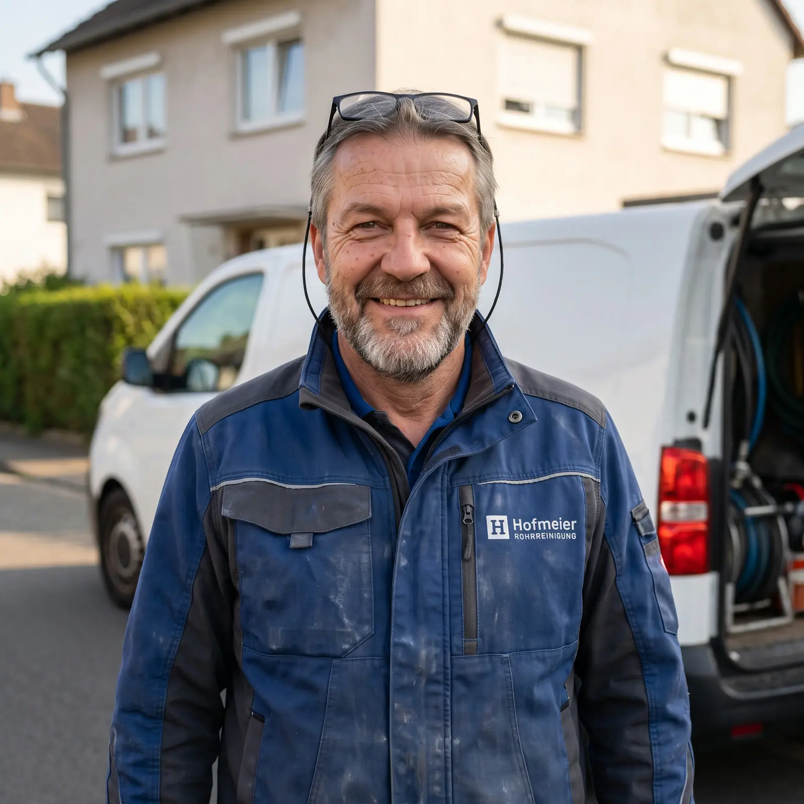 Michael Hofmeier vor dem Werkstattwagen